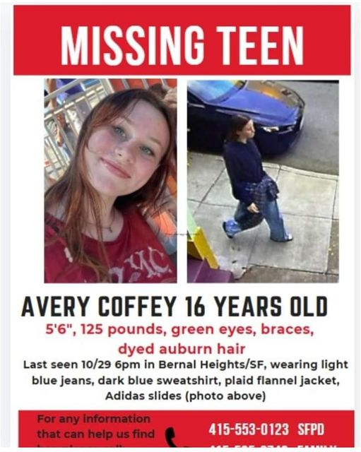 Avery Coffey Missing: San Francisco, CA, 16-year-old Teen missing since Oct. 29, help find