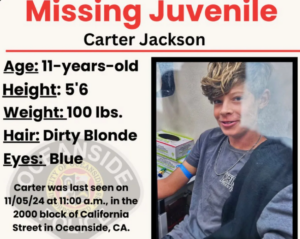 Carter Jackson Missing child; Carter Jackson, 11-year-old boy since Nov. 5, Oceanside, CA | Kidnap